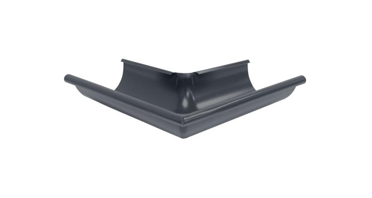 Угол желоба внешний 90 гр 125 мм Мatt RAL 7024 мокрый асфальт