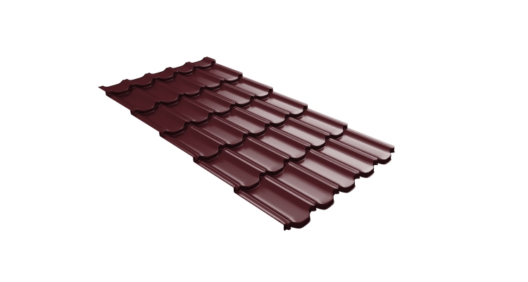 Металлочерепица  квинта плюс Grand Line c 3D резом 0,45 Drap TR RAL 3005 красное вино