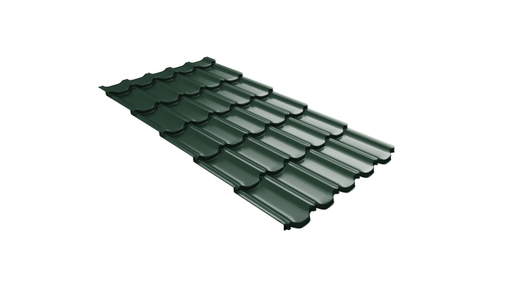 Металлочерепица  квинта плюс Grand Line c 3D резом 0,45 Drap TR RAL 6005 зеленый мох