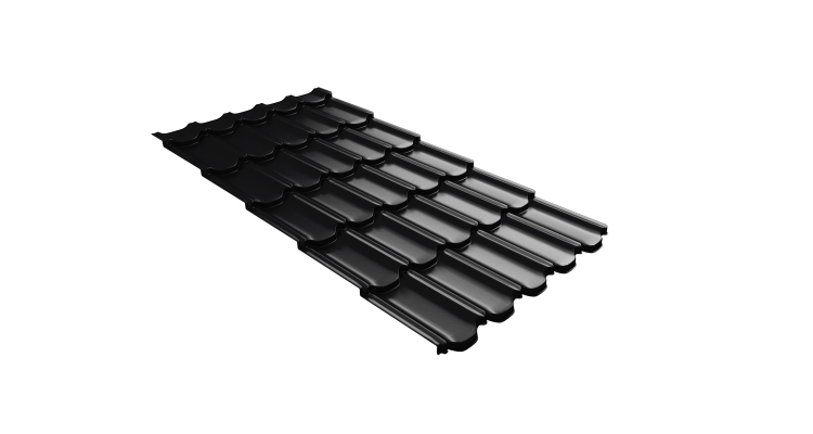 Металлочерепица  квинта плюс Grand Line c 3D резом 0,45 Drap-double TX RAL 9005 черный