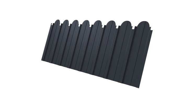 Профнастил C10A фигурный 0.5 Satin Matt TX с пленкой RAL 7024 мокрый асфальт
