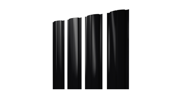 Штакетник Полукруглый Slim с прямым резом 0.45 PE-Double RAL 9005 черный