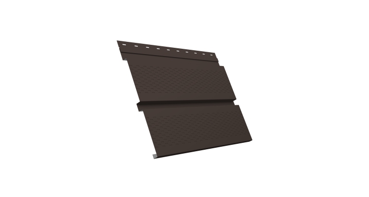 Софит металлический Квадро Брус с перфорацией 0,45 Drap с пленкой RR 32 темно-коричневый